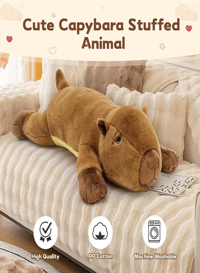 MaoGoLan 39.4" Capybara Plush Pillow, Cute Capybara Stuffed Animal, Soft Sleeping Capybara Throw Pillow Birthday Christmas Festival Gifts for Kids Adults (Dark Brown) - Image 4